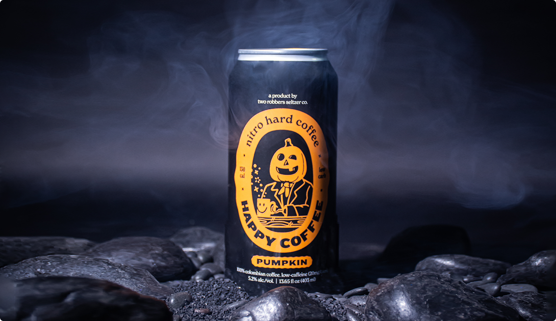 Two Robbers Happy Coffee Pumpkin product photoshoot.