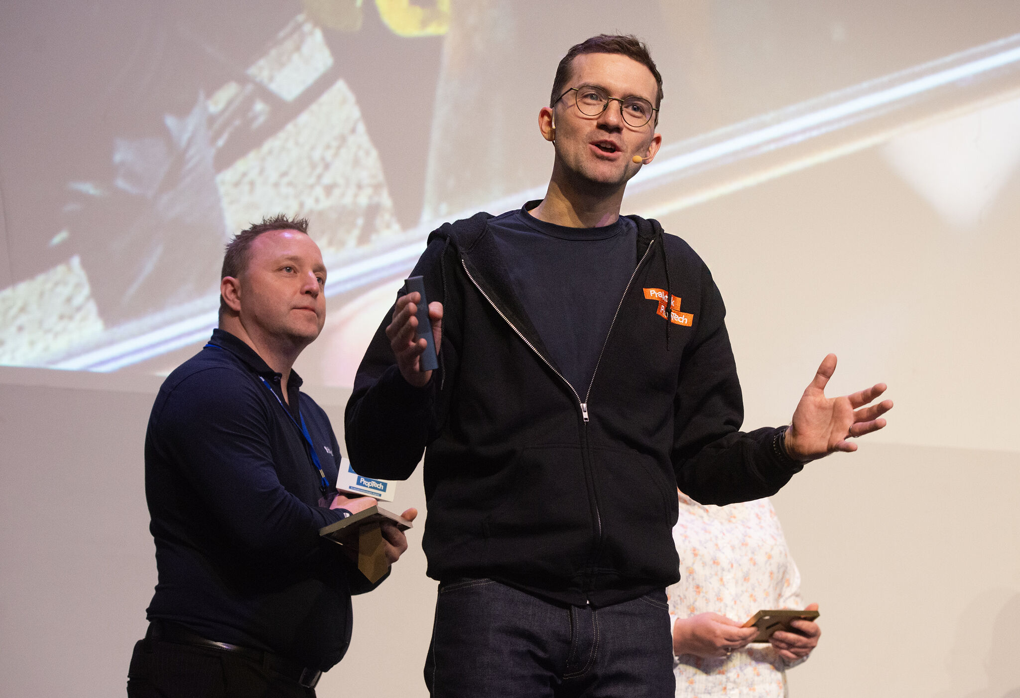 Praktisk PropTech host, Martin, in a branded hoodie.