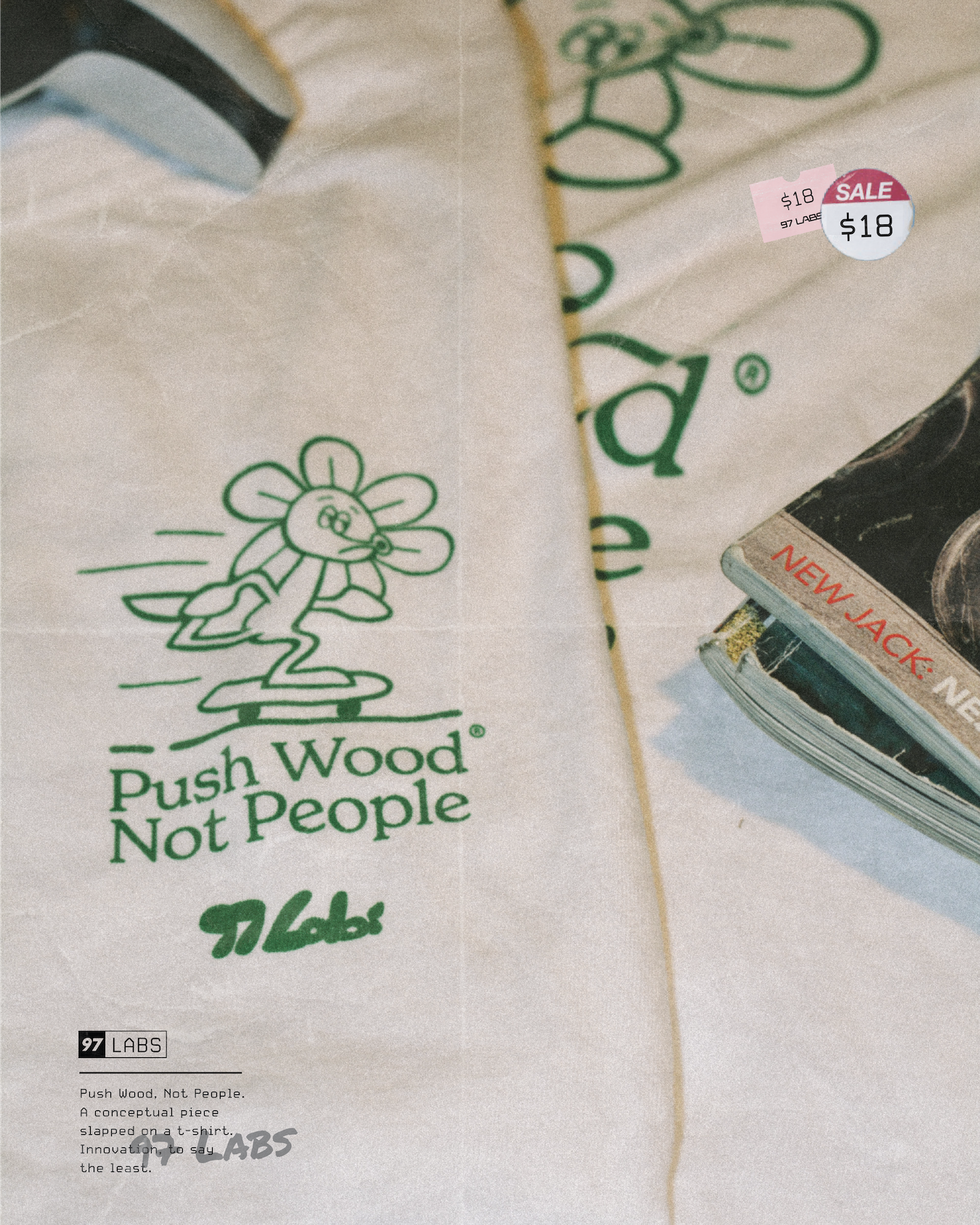 97 Labs Pushing Wood tee product photoshoot.