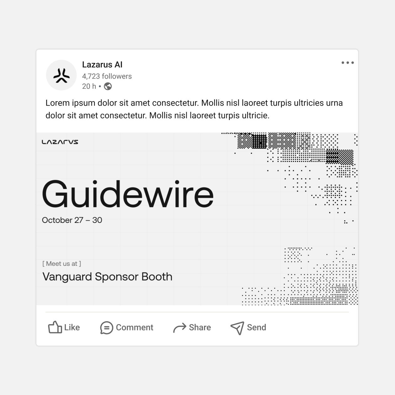 Lazarus LinkedIn post for Guidewire in 2025.