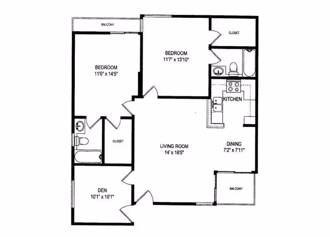 Two Bedroom - with Den B
