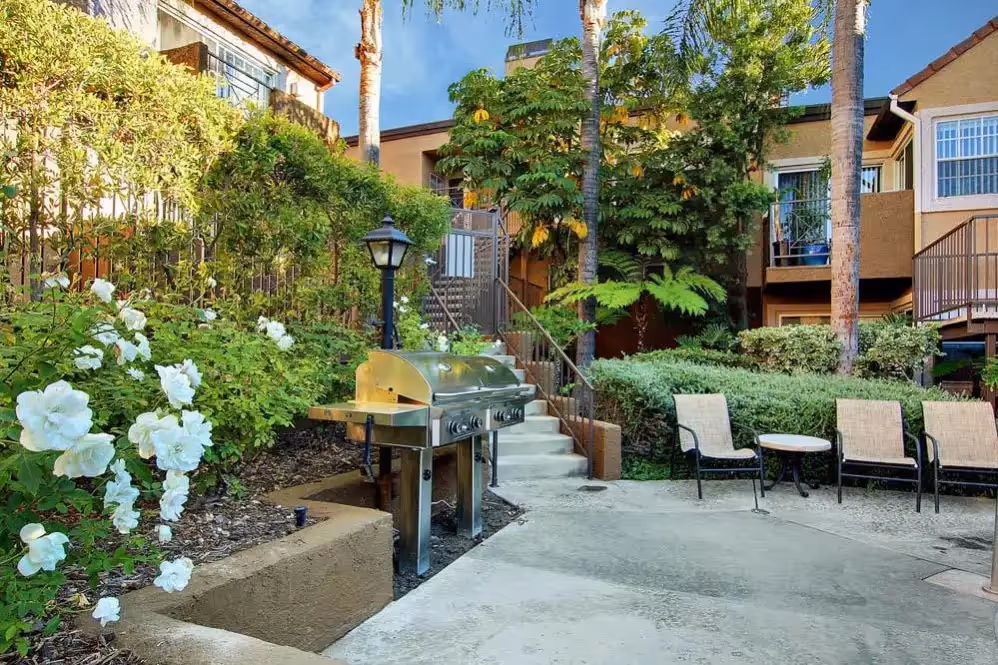 exterior area with stainless steel grills