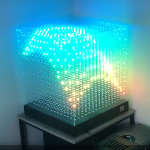 Volumetric hologram with viewers around it