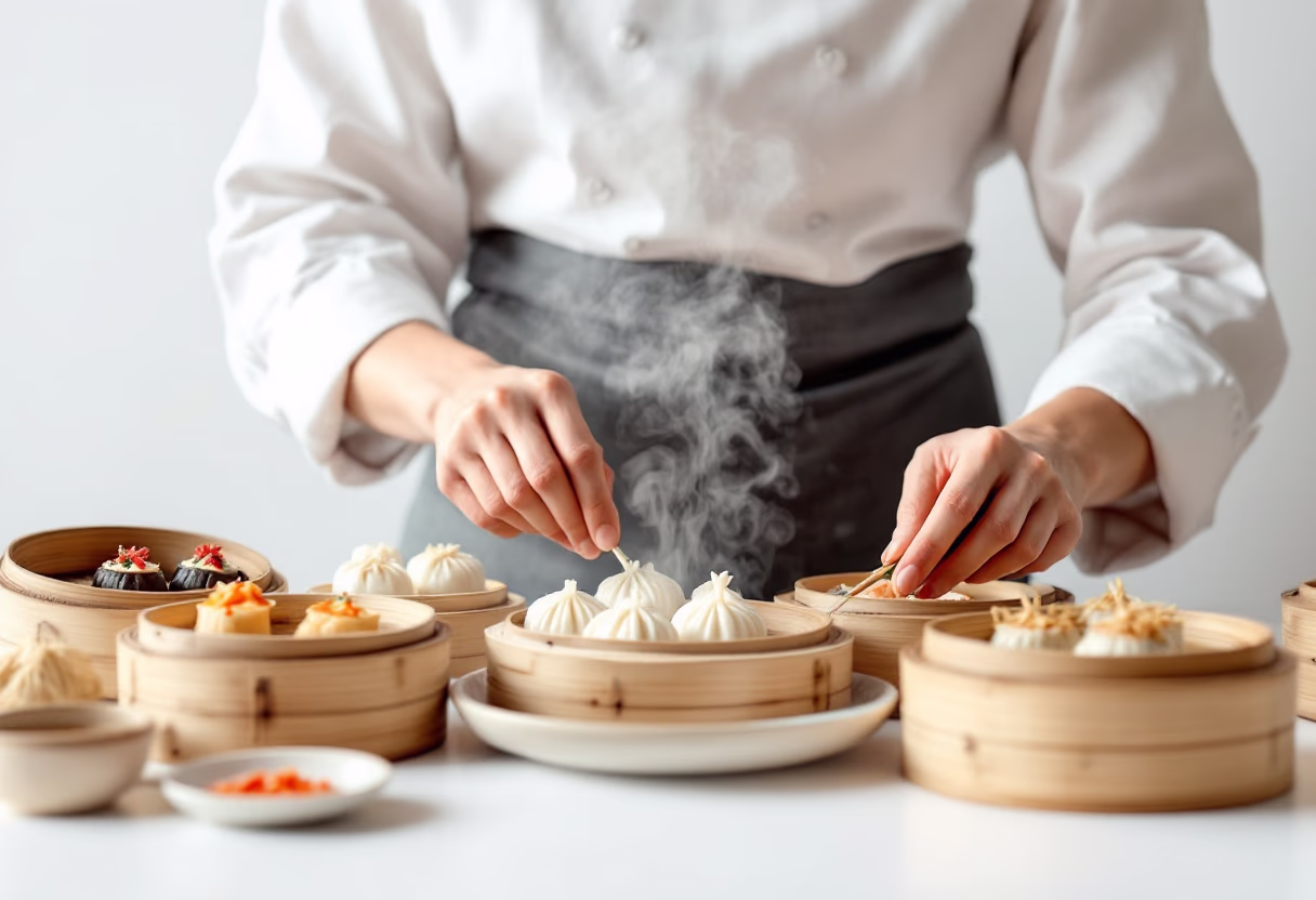 image of chef preparing dishes (for a chinese restaurant)