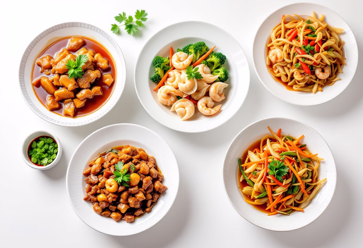 image of a main course assortment (for a chinese restaurant)