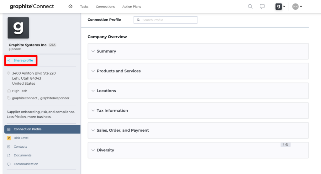 Share Profile - Graphite Connect