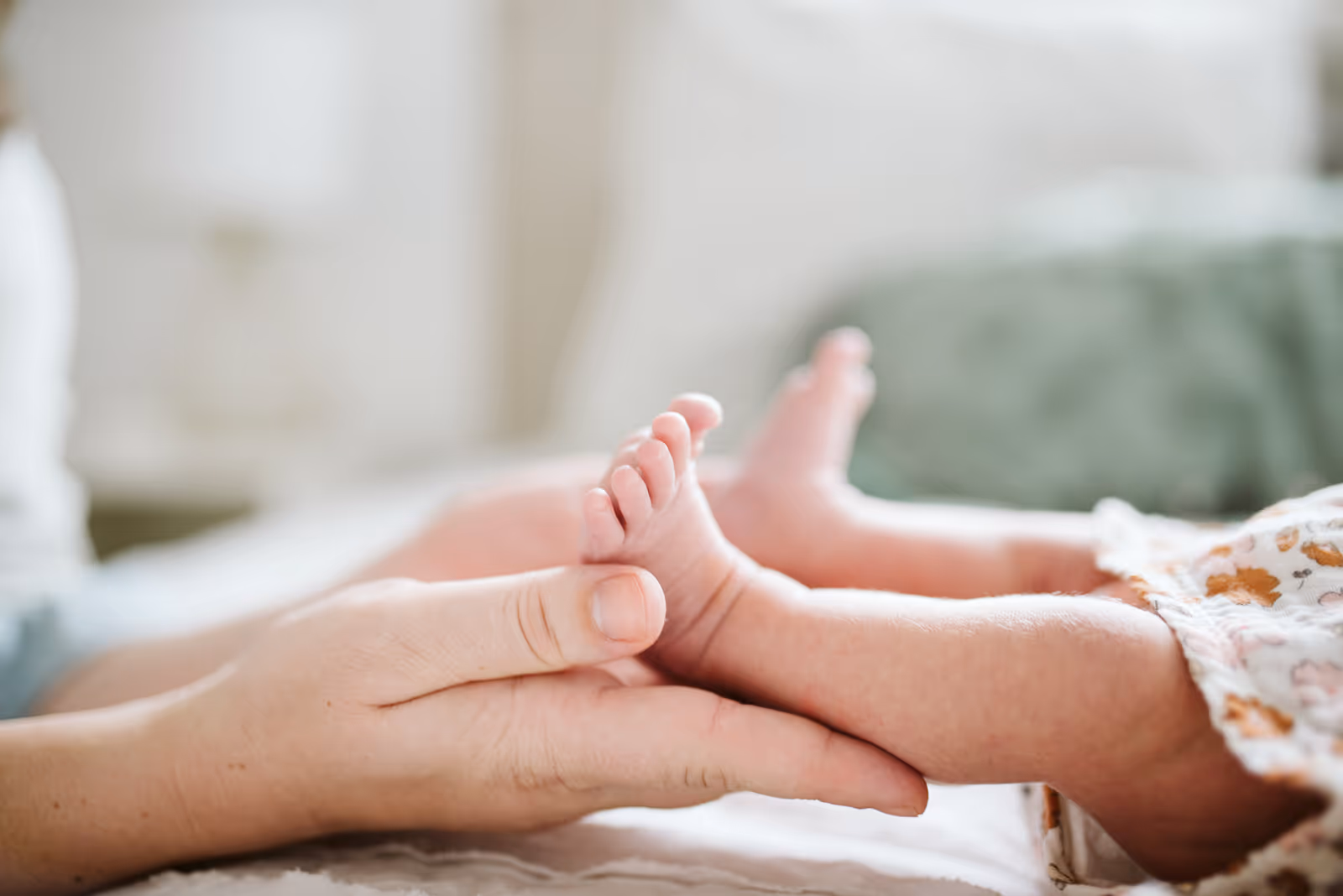 a baby's feet in a person's hand