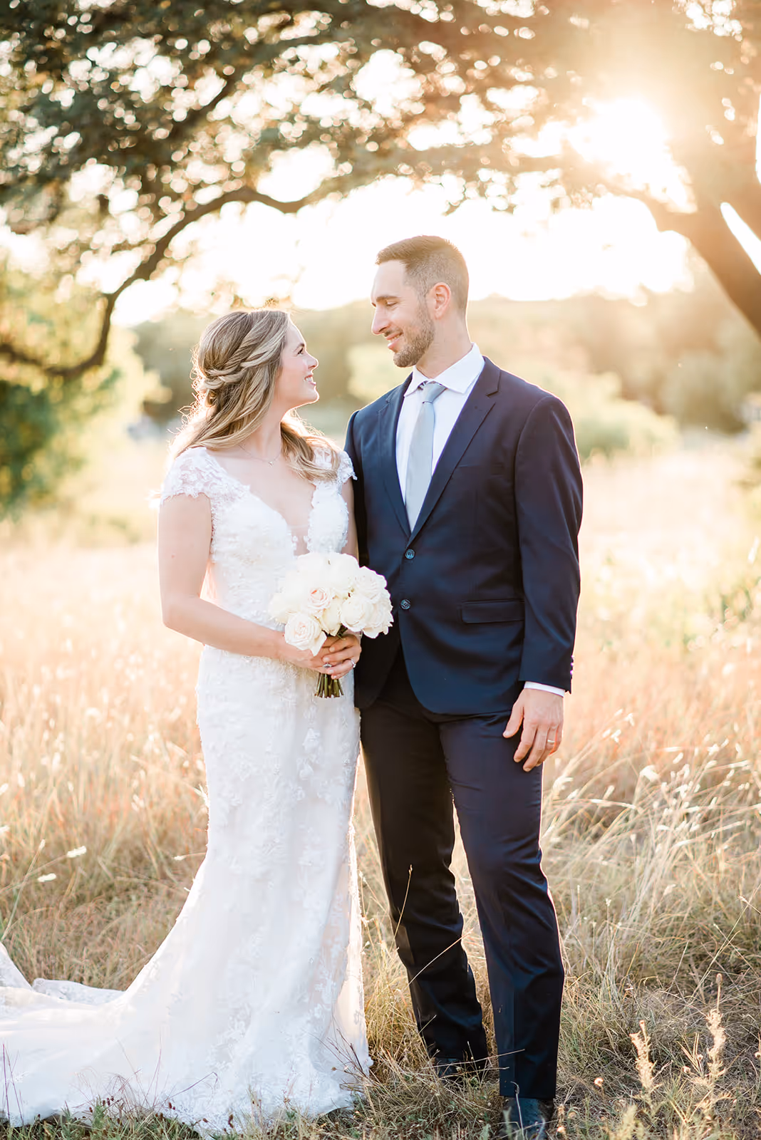 a man and woman in a wedding dress