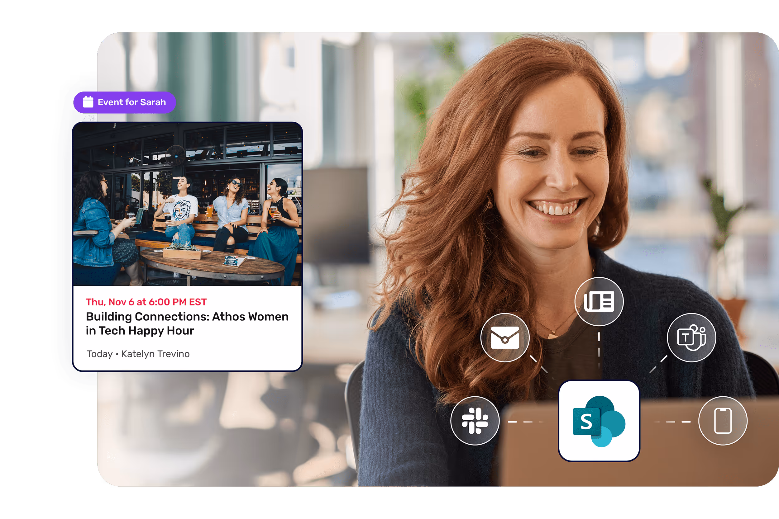 SharePoint content automatically be distributed to other internal comms channels such as Teams, Slack, mobile and more.