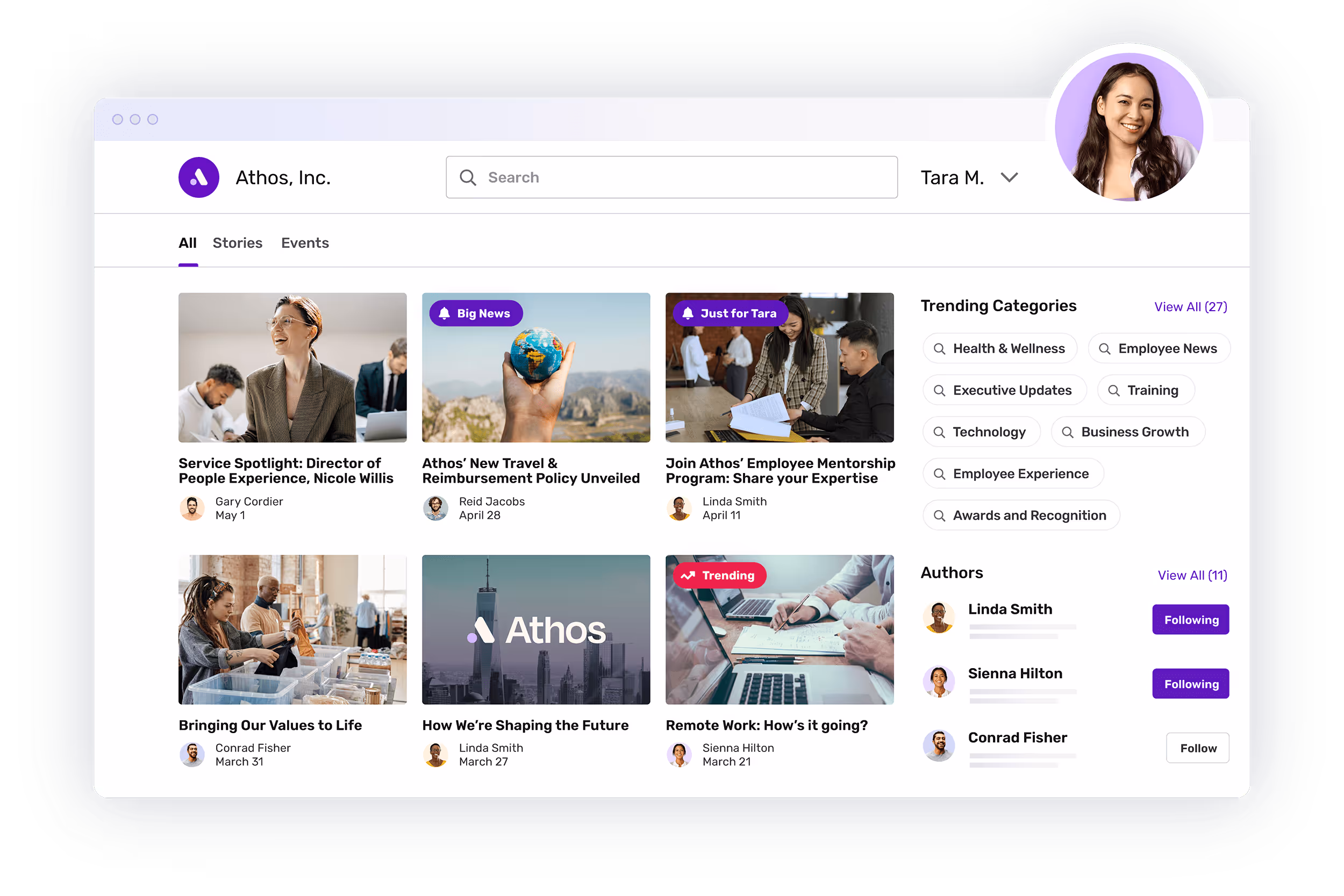 A personalized employee news portal delivered through Cerkl Broadcast.