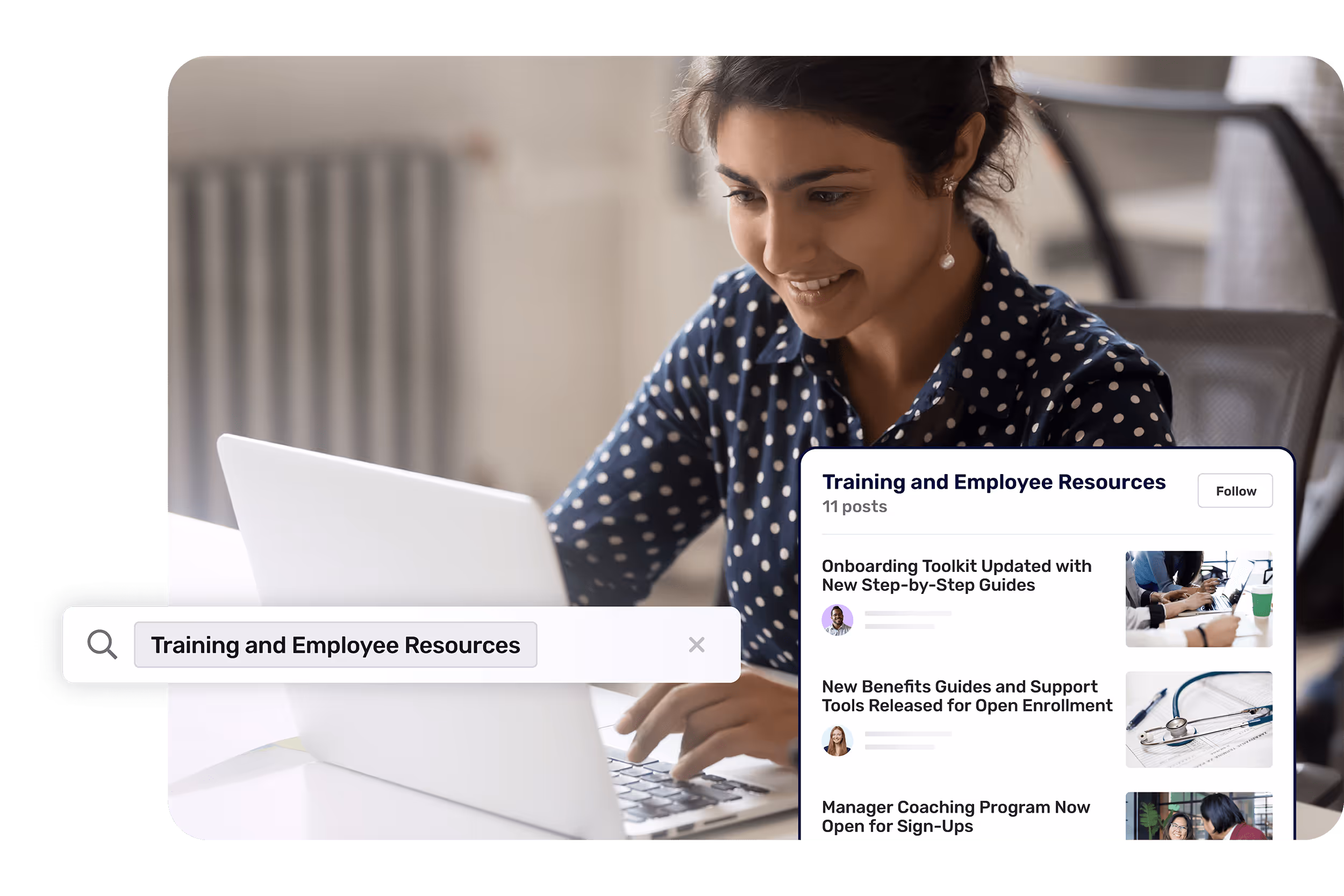 Easily search and find content tailored to that employee in their microsite powered by Cerkl Broadcast.
