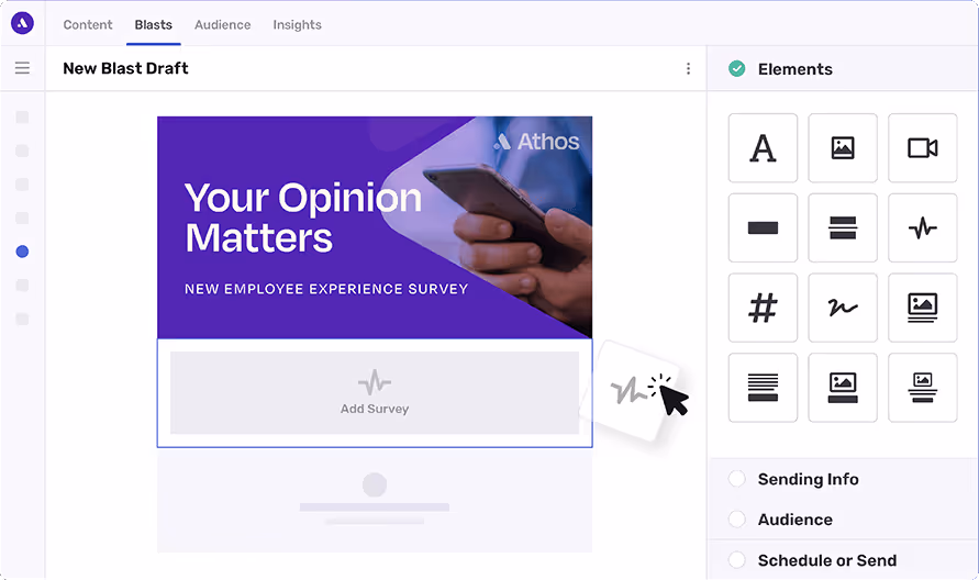 A drag-and-drop email builder designed for internal communicators.