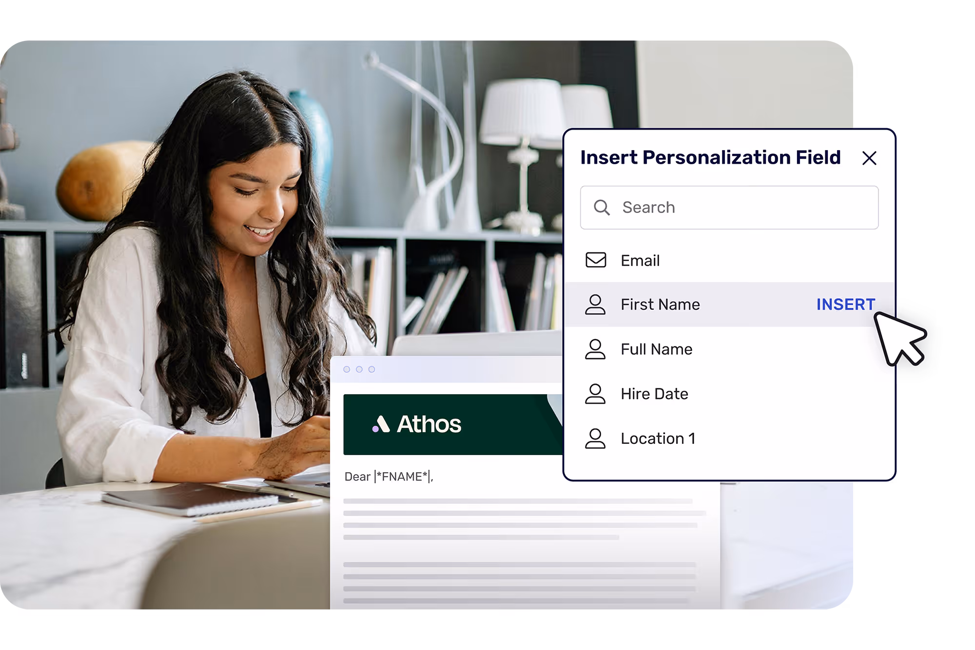 Cerkl Broadcast's email builder offers simple to use personalization with ANY HRIS data field.