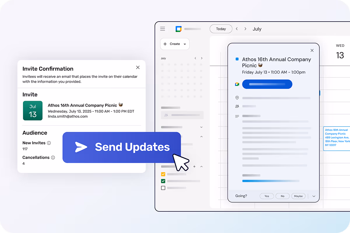 Easily update or cancel calendar invites sent through Cerkl Broadcast to your employees.