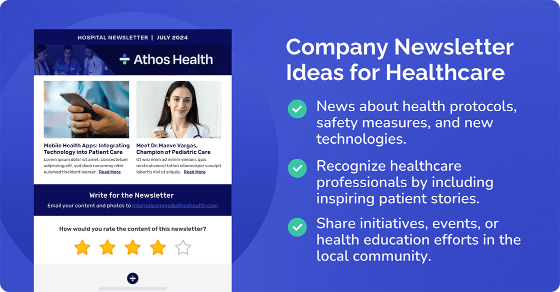 Company Newsketter Ideas for Healthcare