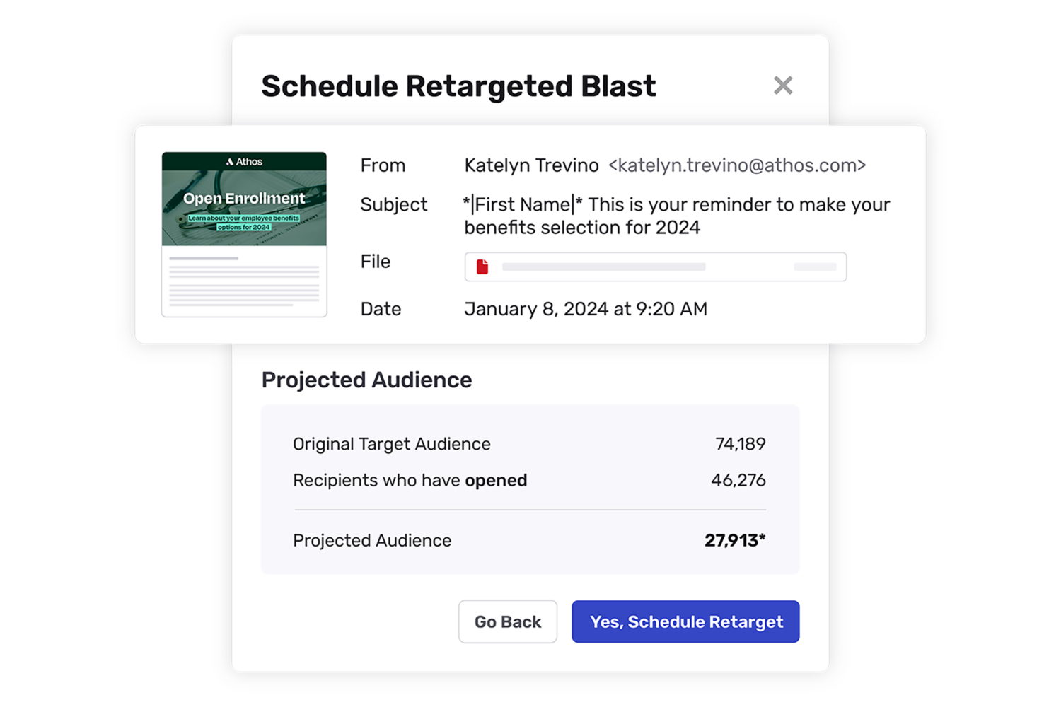 schedule retargeted blast