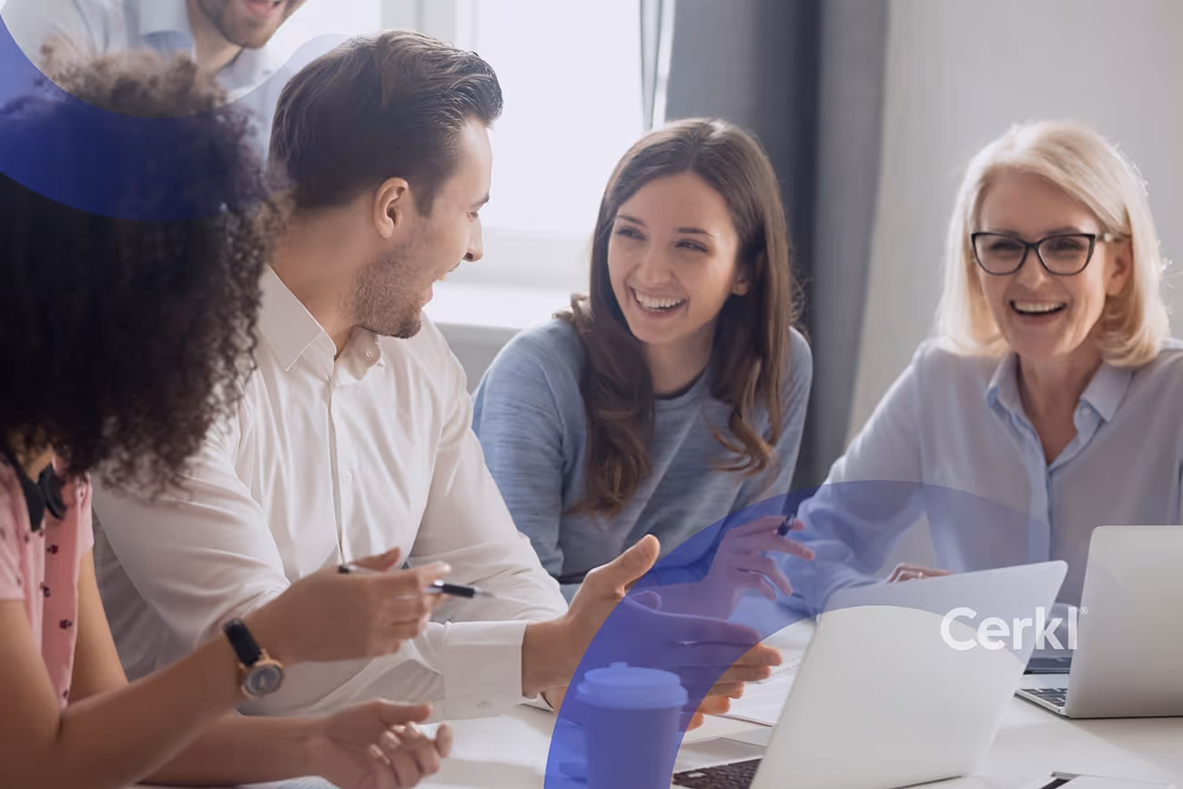 Internal communications manager sharing company values and culture stories with employees on a digital channel