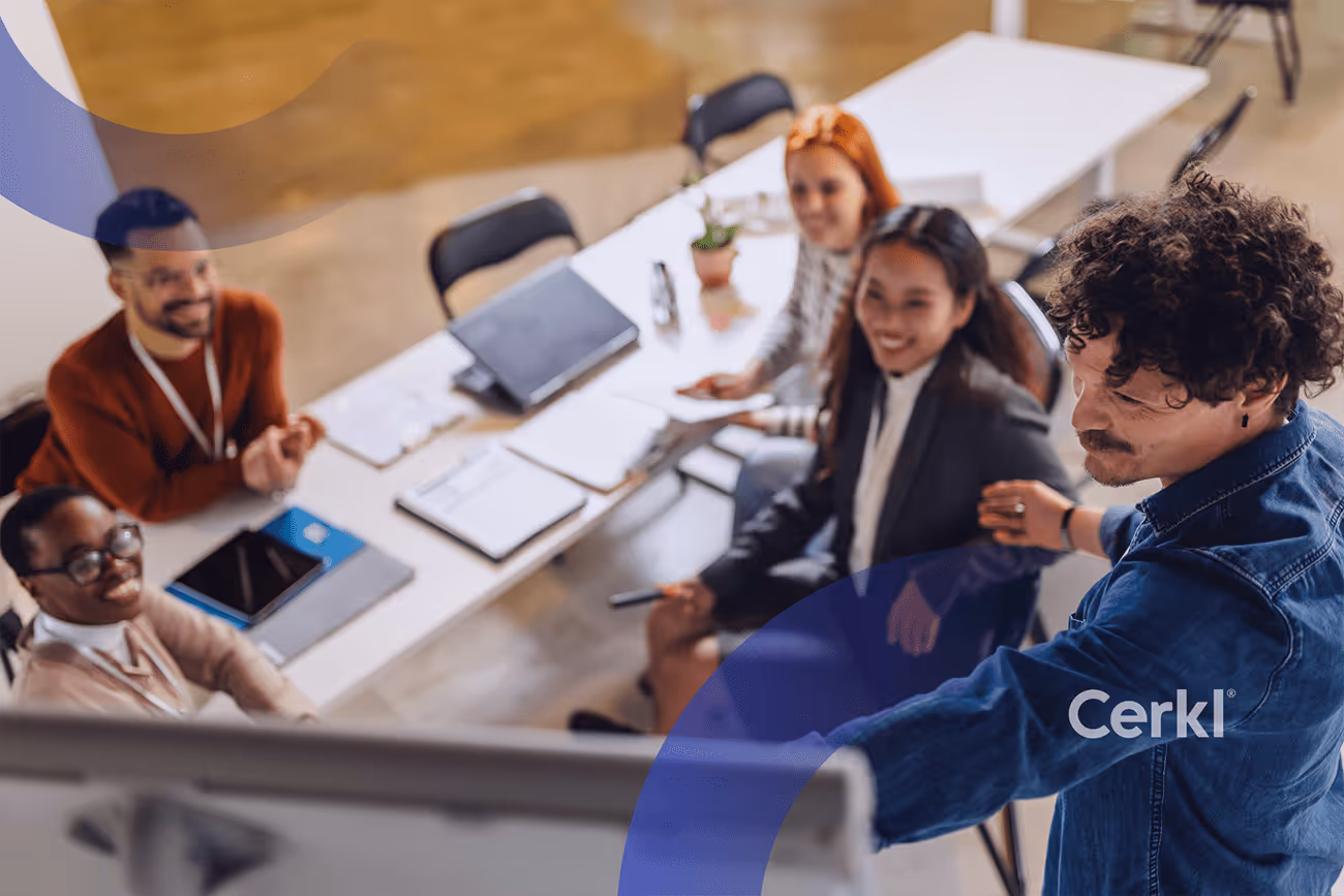 Internal communications leader reviewing employee experience examples framework and strategy notes in a team meeting