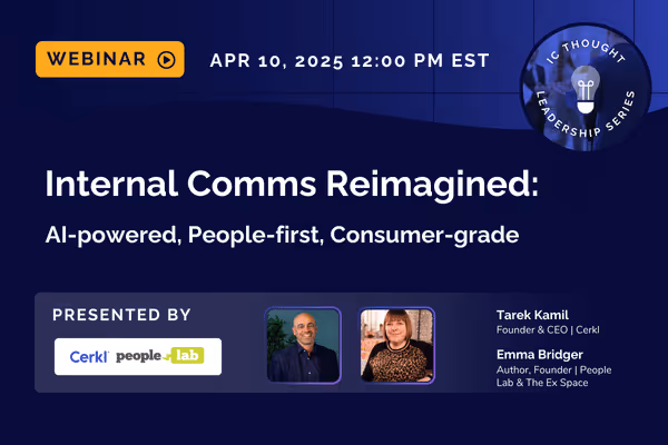 Internal communications leader reviewing internal comms reimagined webinar framework and strategy notes in a team meeting