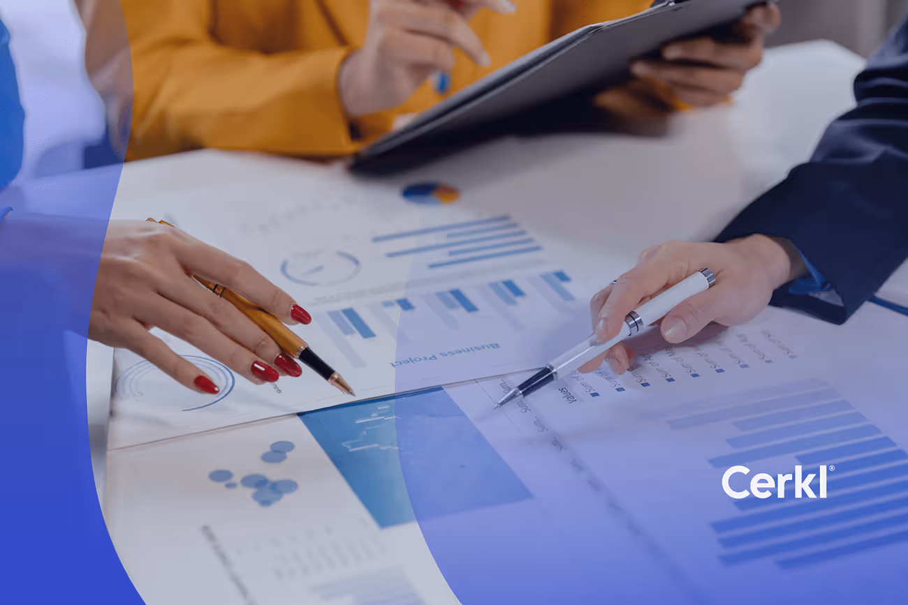 Internal communications leader reviewing internal communication benchmarks framework and strategy notes in a team meeting