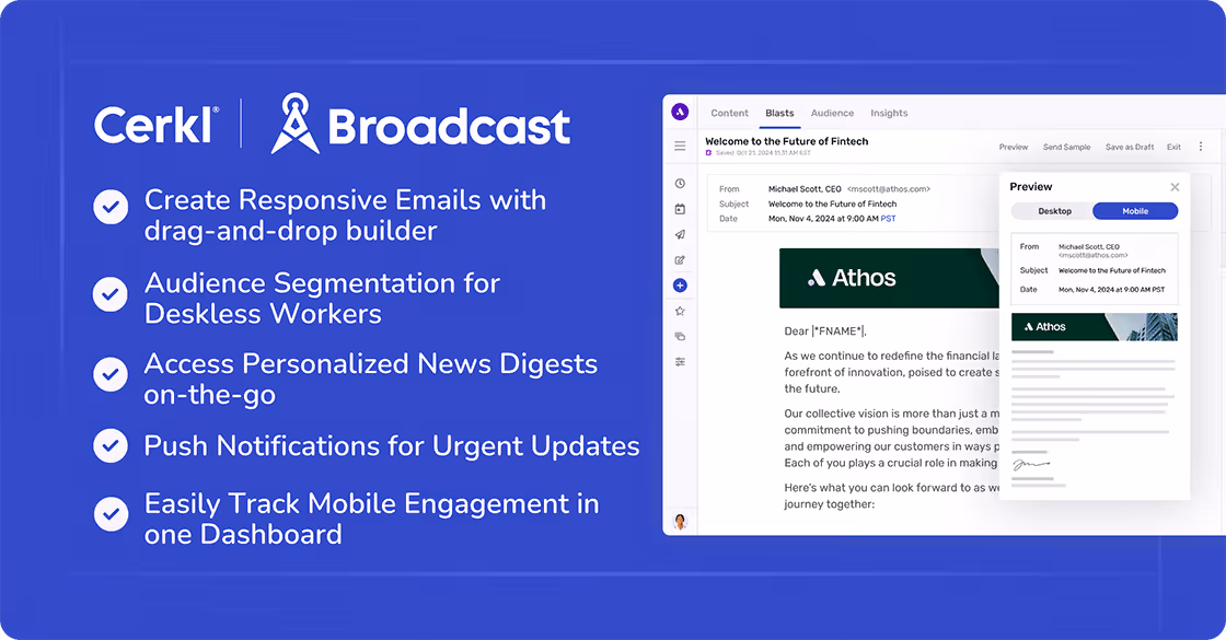 Cerkl Broadcast Mobile Friendly Emails
