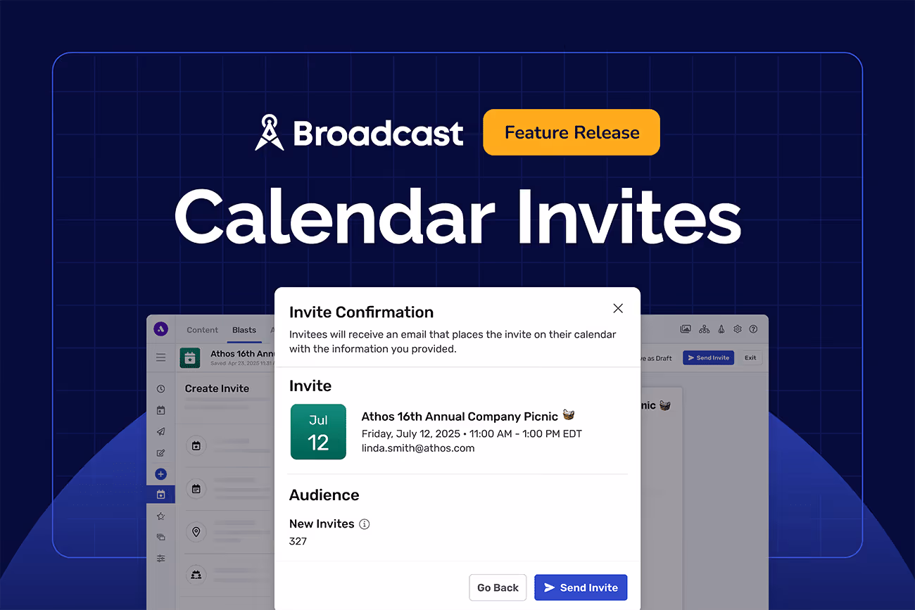 Internal communications manager sending personalized calendar invite to employees