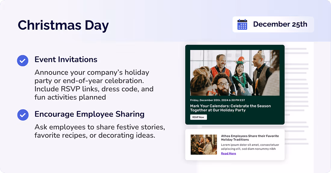 December newsletter ideas for  Christmas Day