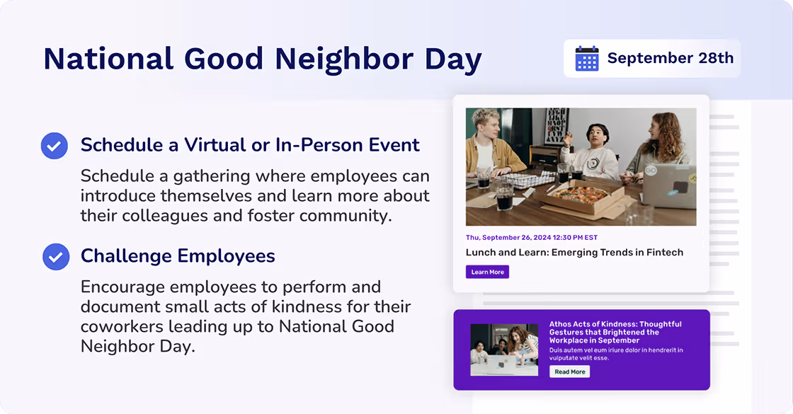National Good Neighbor Day Newsletter ideas