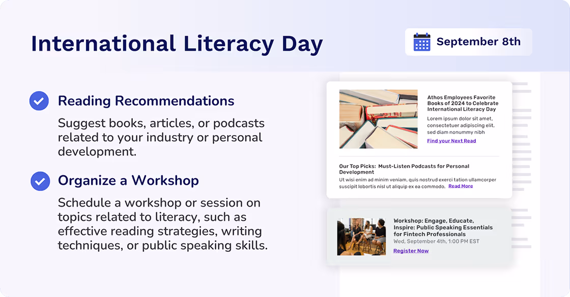 International Literacy Day newsletter ideas
