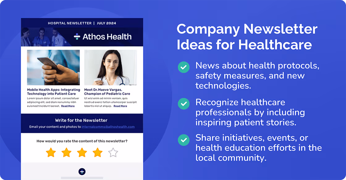 Company Newsketter Ideas for Healthcare