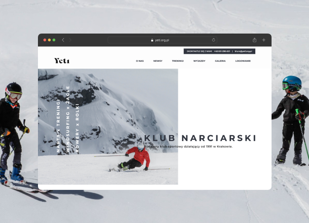 A preview of a home page website of Yeti Ski Club. A project designed by follow.studio