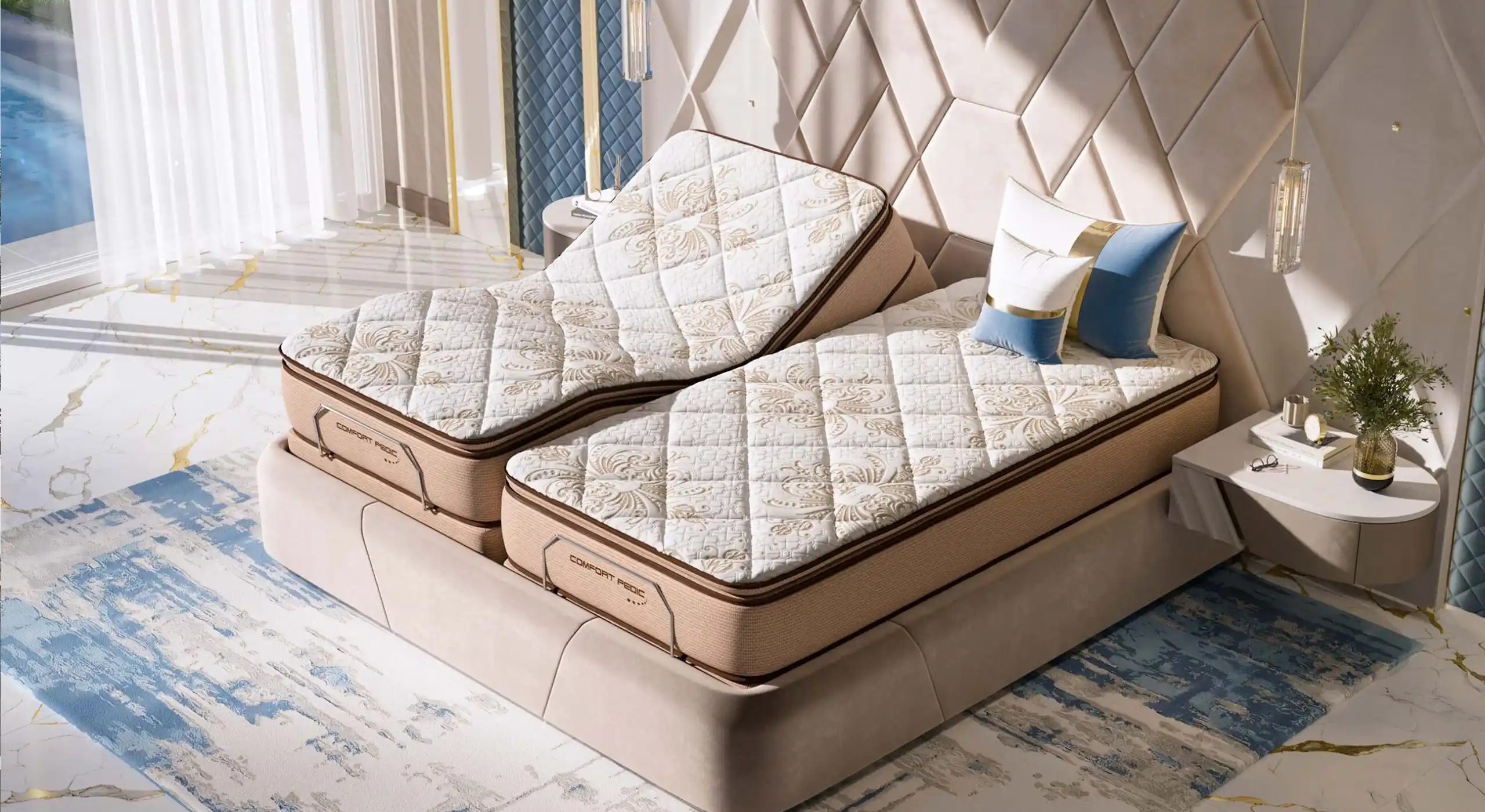 Sistema de cama ajustable Comfort Pedic en ambiente residencial