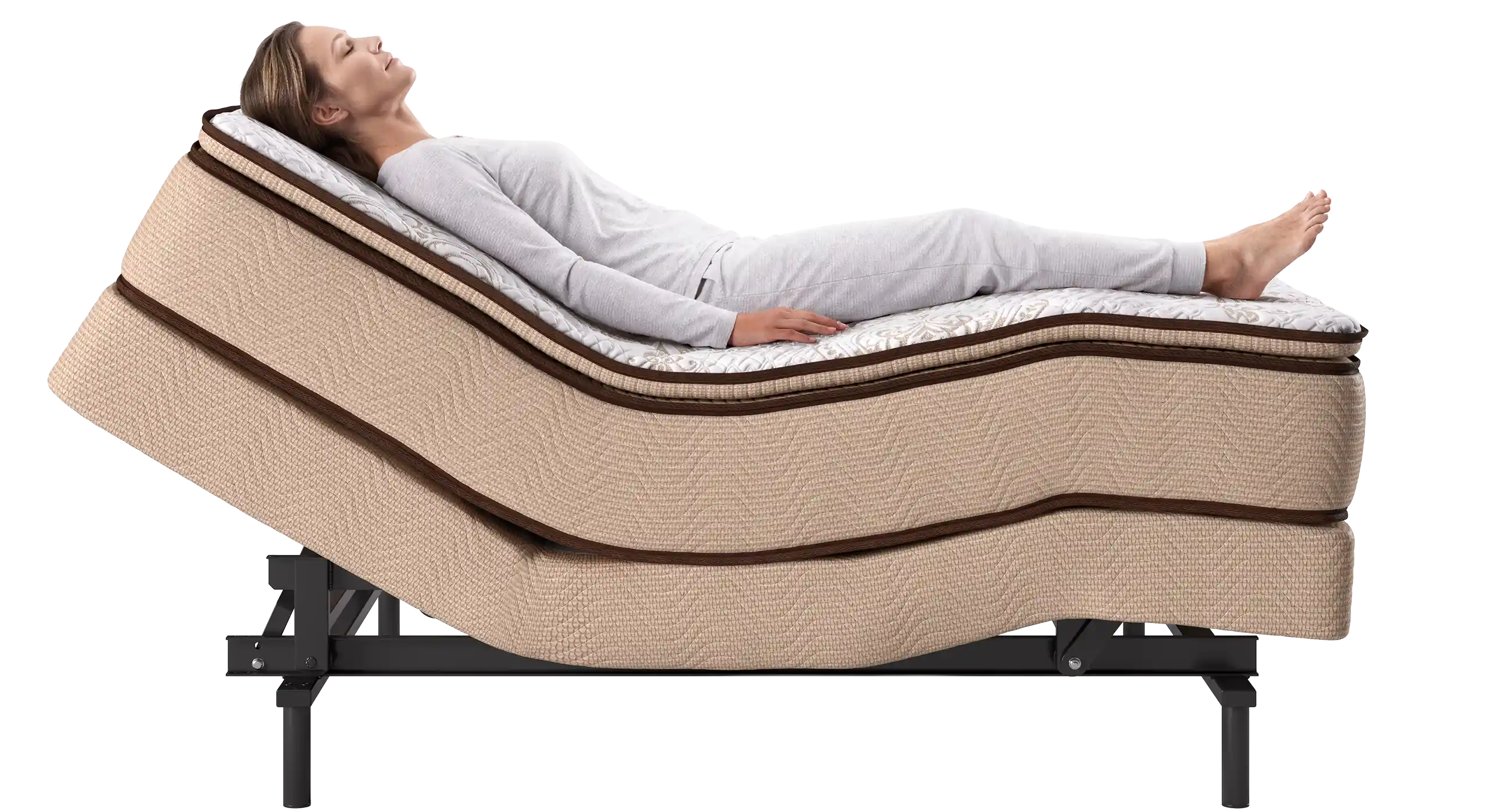 Femina descansando en un sistema ajustable Comfort Pedic