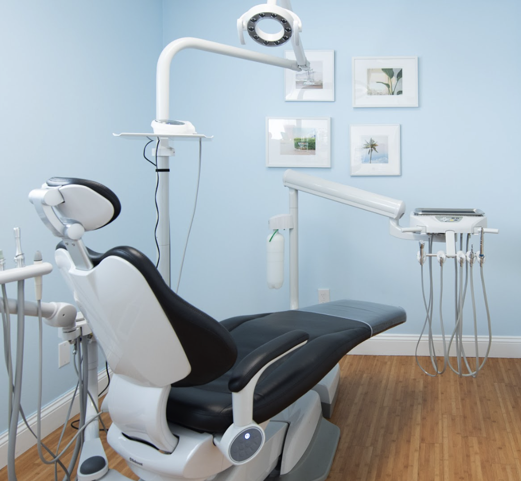 A dental chair in one of our dental rooms in our dental office