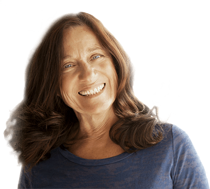 A smiling woman with long brown hair