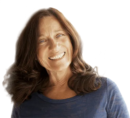 A smiling woman with long brown hair