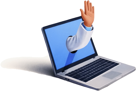 A doctors hand is waving through a computer screen
