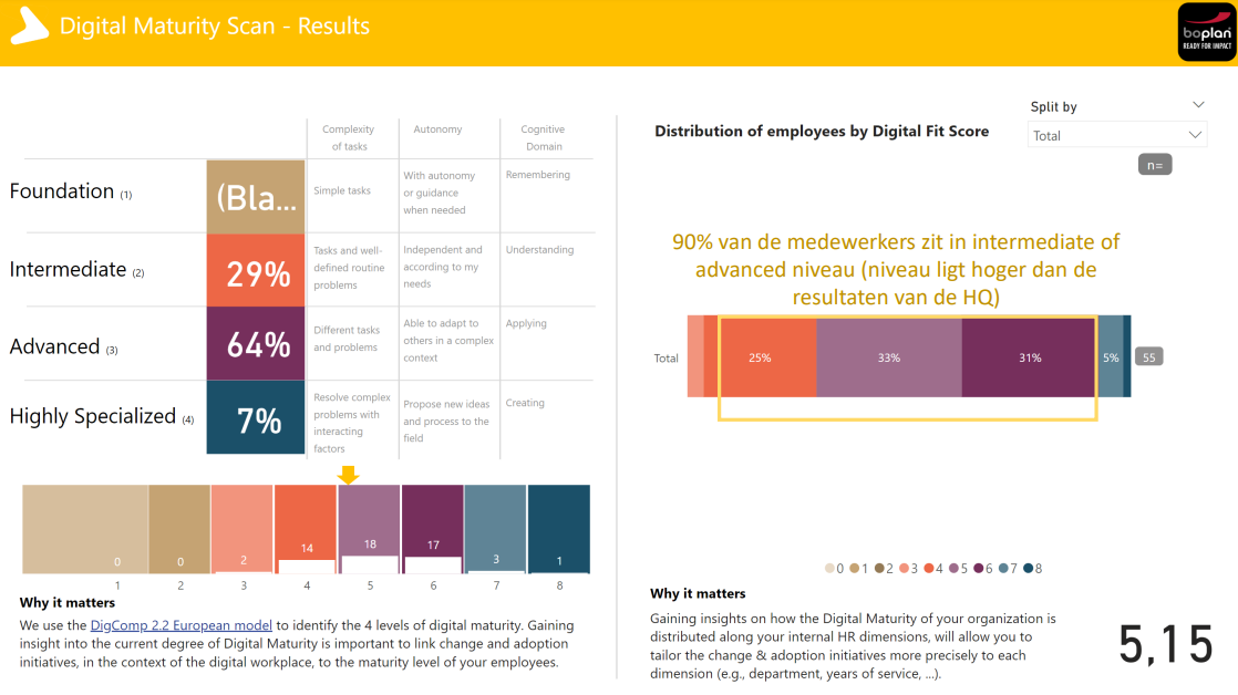 overview of results digital maturity scan boplan the flow