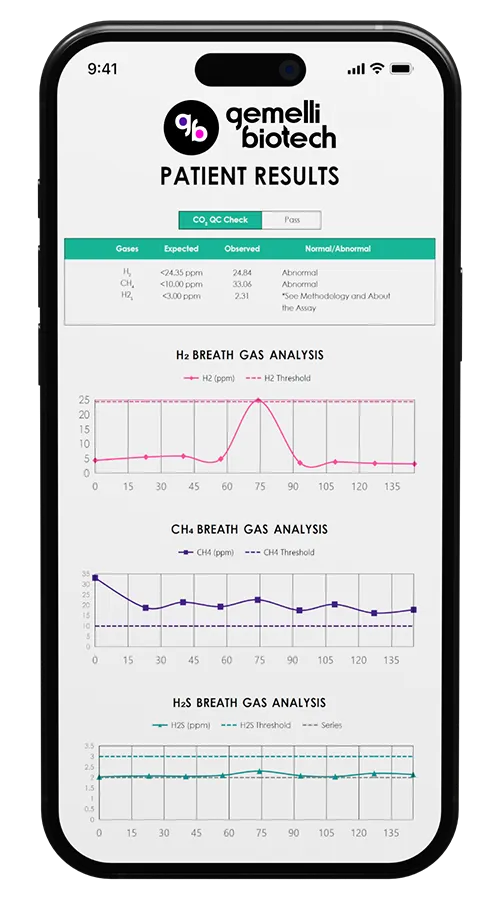 Patient results displayed on smartphone.
