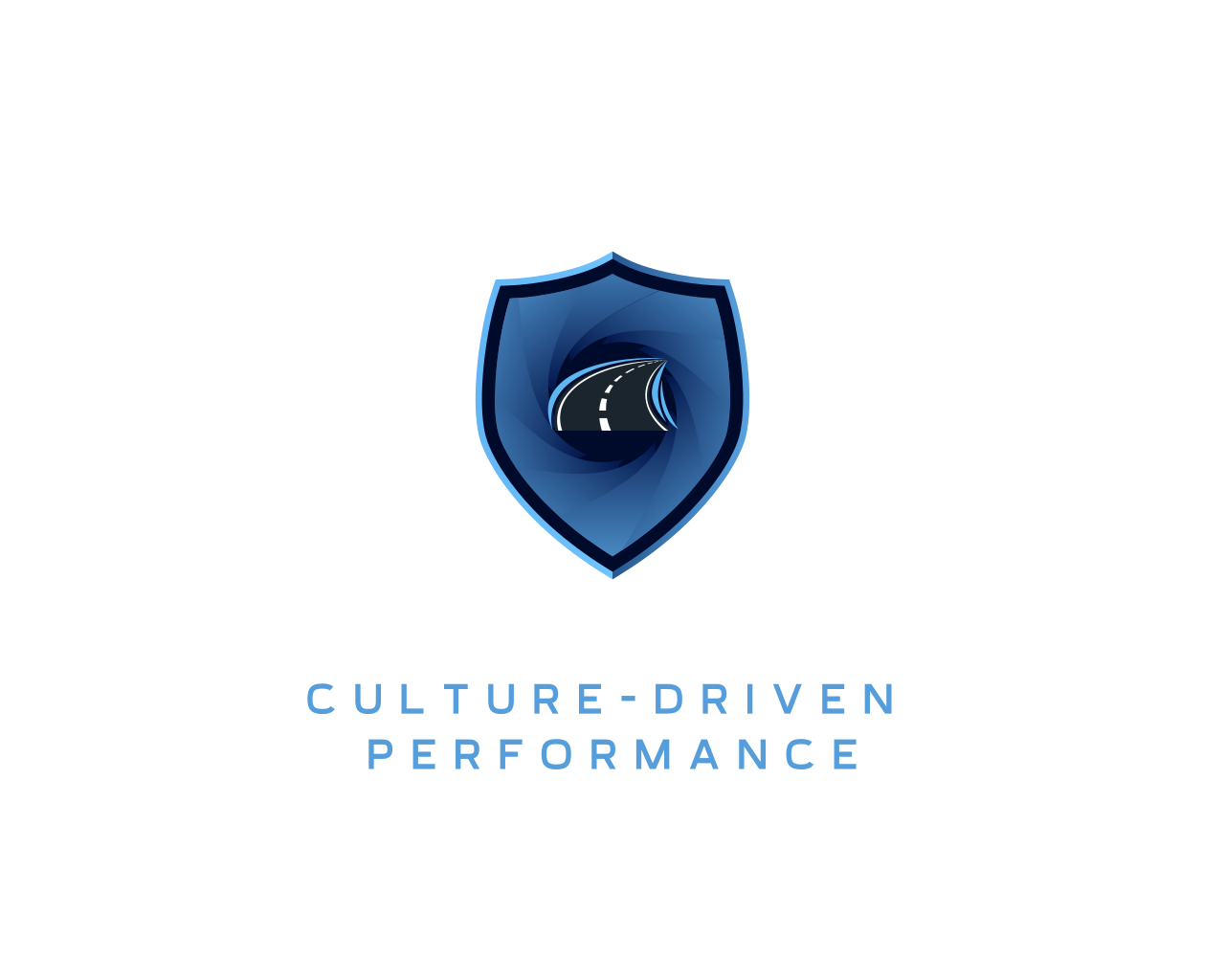 Shield emblem with a curved road inside above the text Ethos Captive Insurance and tagline Culture-Driven Performance.