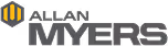 Allan Myers company logo with hexagonal icon and bold uppercase text.