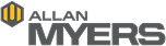 Allan Myers company logo with hexagonal icon and bold uppercase text.