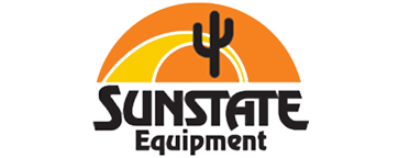 Sunstate Equipment logo with stylized cactus in front of an orange and yellow sun.