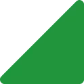 Green right-angled triangle with a curved corner on the hypotenuse.