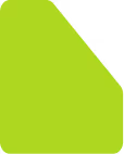 Bright green rounded corner shape with a curved edge on the left and a diagonal top-right edge.
