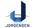 Blue stylized letter J logo with a curved yellow line and text 'JORGENSEN' below.