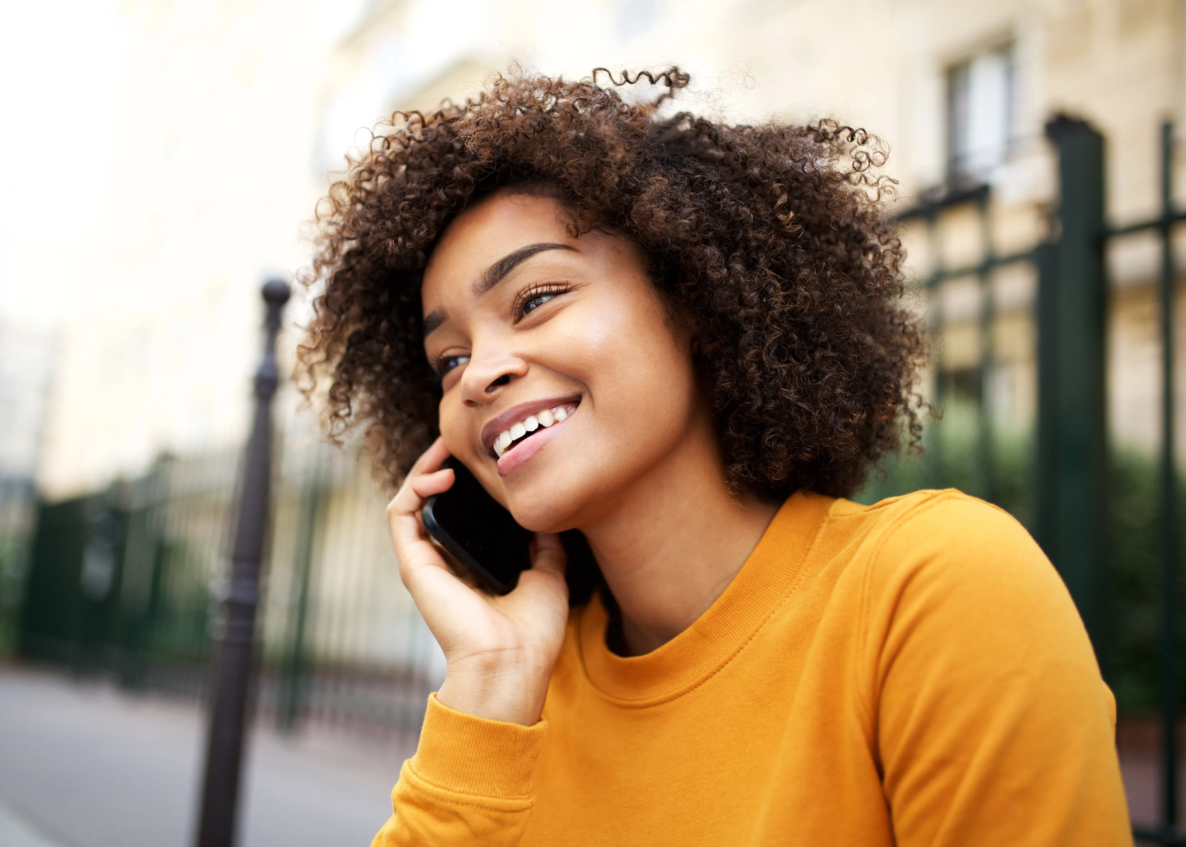 A woman talking on the phone