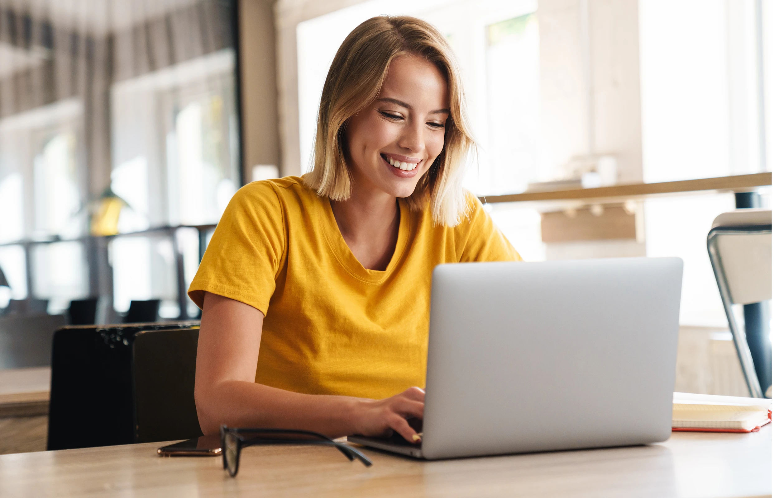 A woman at her laptop
