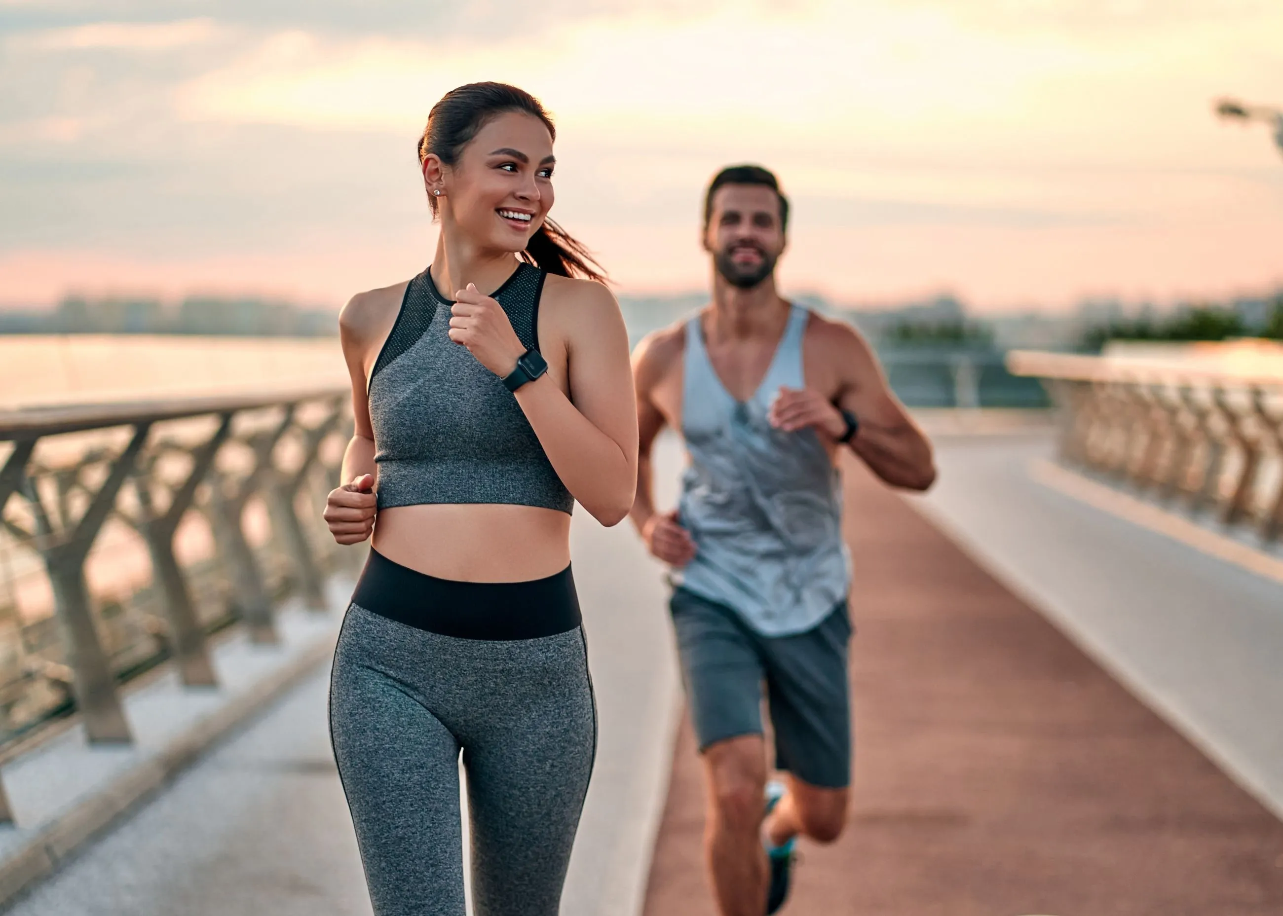 A man and woman jogging