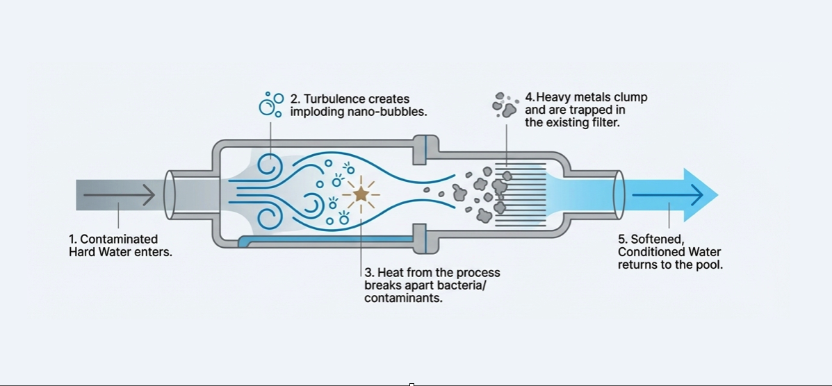 The AquaRev Water treatment system The system operates completely silently, produces no back-pressure, and contains no moving parts or electrical components.